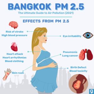 Bangkok and the Battle Against Air Pollution • Air Pollution Bangkok inforgraphic effects